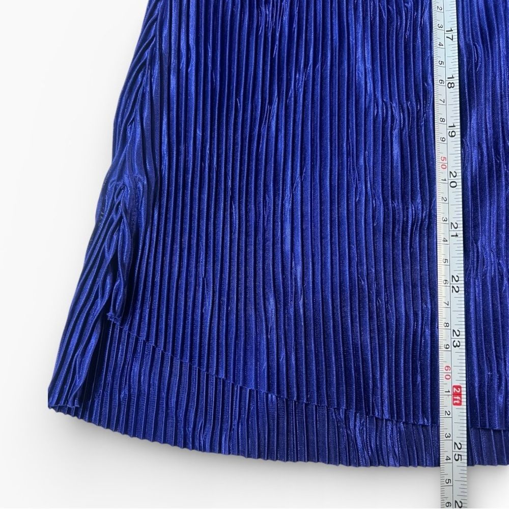 WORTHINGTON Vibrant Blue Pleated Halter Top | Size M | Retail $68 - Picture 3 of 8